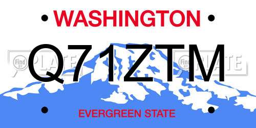 Q71ZTM Washington License Plate