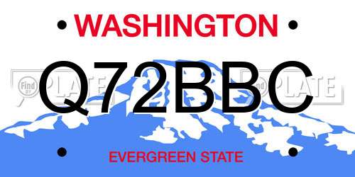 Q72BBC Washington License Plate