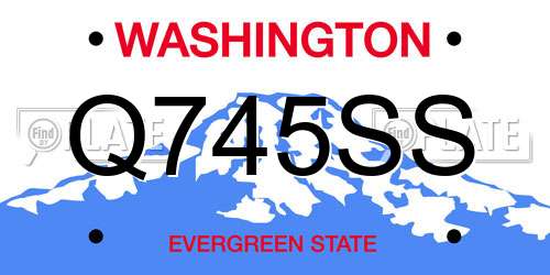 Q745SS Washington License Plate