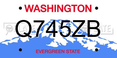 Q745ZB Washington License Plate