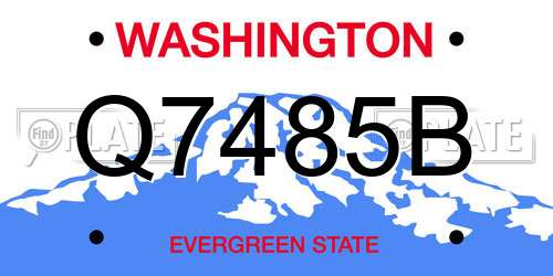 Q7485B Washington License Plate
