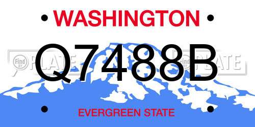 Q7488B Washington License Plate