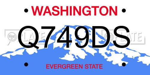 Q749DS Washington License Plate