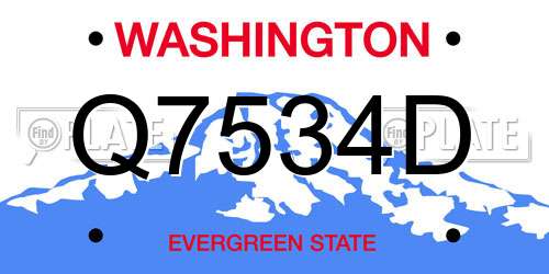 Q7534D Washington License Plate
