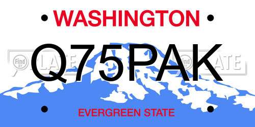 Q75PAK Washington License Plate