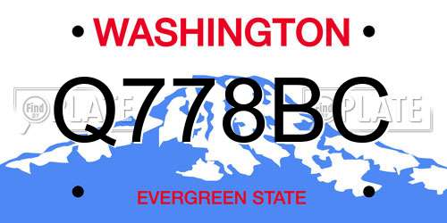 Q778BC Washington License Plate