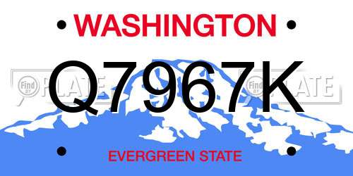 Q7967K Washington License Plate