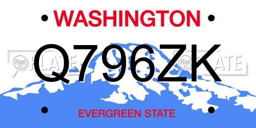 Q796ZK Washington License Plate
