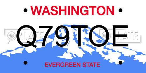 Q79TOE Washington License Plate