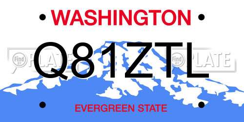 Q81ZTL Washington License Plate