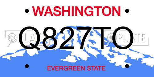Q827TO Washington License Plate