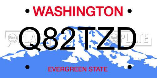 Q82TZD Washington License Plate