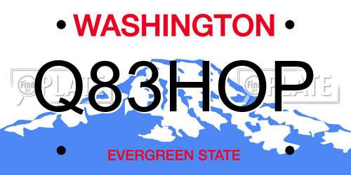 Q83HOP Washington License Plate