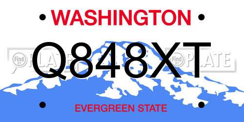 Q848XT Washington License Plate