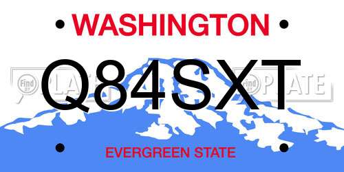 Q84SXT Washington License Plate
