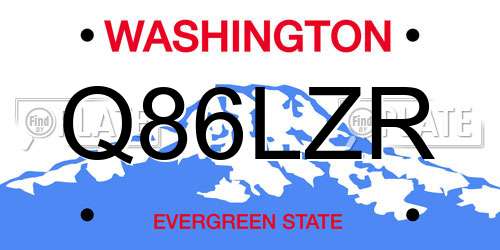 Q86LZR Washington License Plate