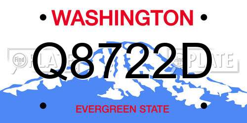 Q8722D Washington License Plate