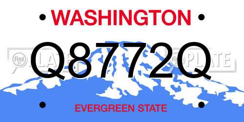 Q8772Q Washington License Plate