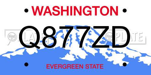 Q877ZD Washington License Plate