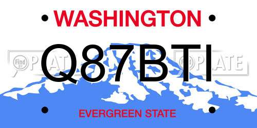 Q87BTI Washington License Plate