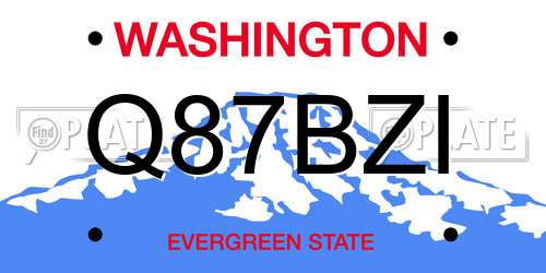 Q87BZI Washington License Plate