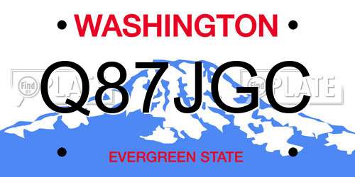 Q87JGC Washington License Plate