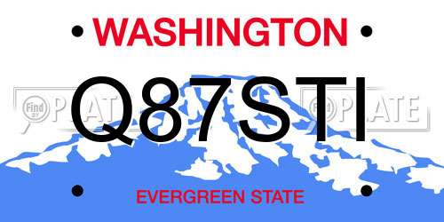 Q87STI Washington License Plate
