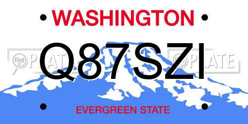 Q87SZI Washington License Plate