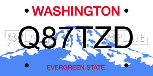 Q87TZD Washington License Plate