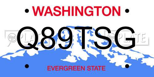 Q89TSG Washington License Plate