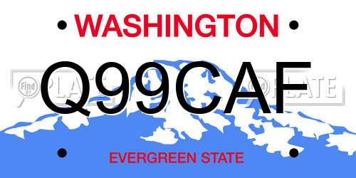 Q99CAF Washington License Plate