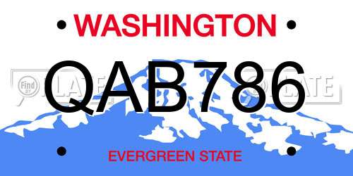 QAB786 Washington License Plate