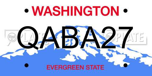 QABA27 Washington License Plate