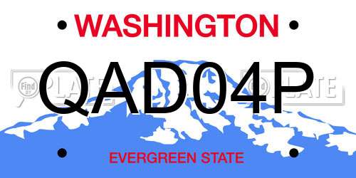 QAD04P Washington License Plate
