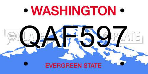 QAF597 Washington License Plate