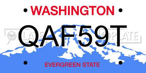QAF59T Washington License Plate