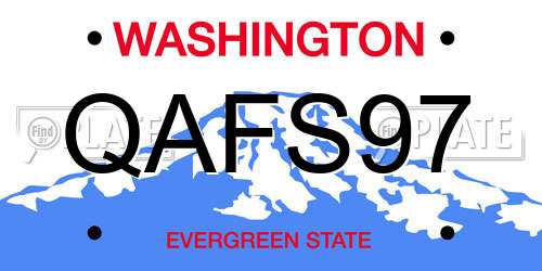 QAFS97 Washington License Plate