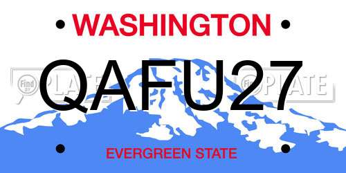 QAFU27 Washington License Plate