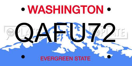 QAFU72 Washington License Plate