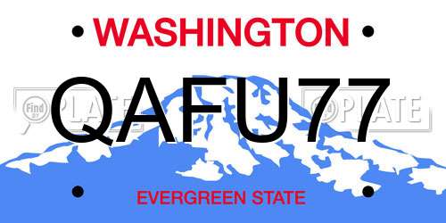 QAFU77 Washington License Plate