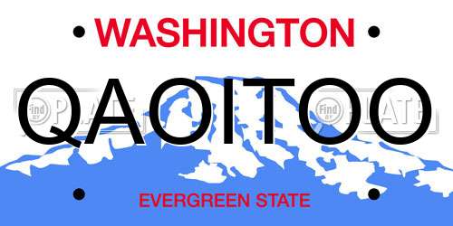 QAOITOO Washington License Plate