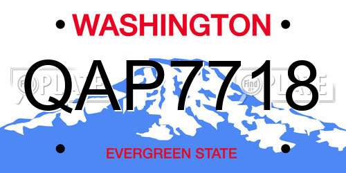 QAP7718 Washington License Plate