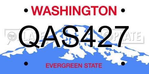QAS427 Washington License Plate