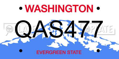 QAS477 Washington License Plate