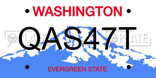 QAS47T Washington License Plate