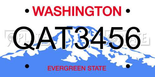 QAT3456 Washington License Plate