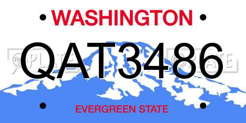 QAT3486 Washington License Plate