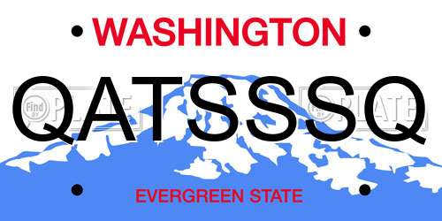 QATSSSQ Washington License Plate