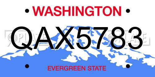 QAX5783 Washington License Plate