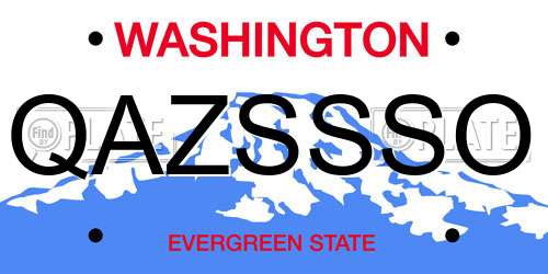 QAZSSSO Washington License Plate